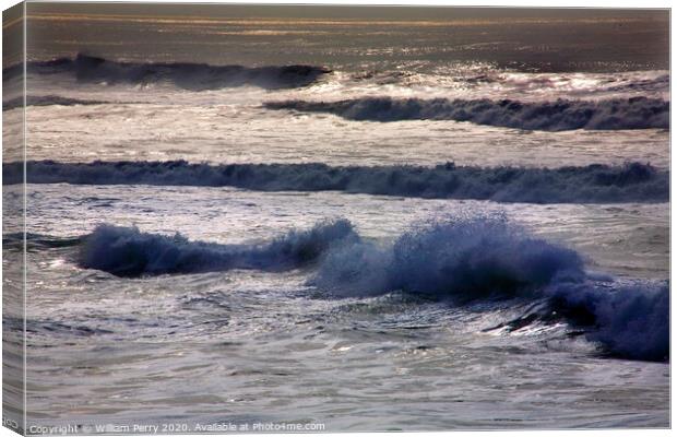 Blue Waves Pacific Ocean San Francisco California Canvas Print by William Perry