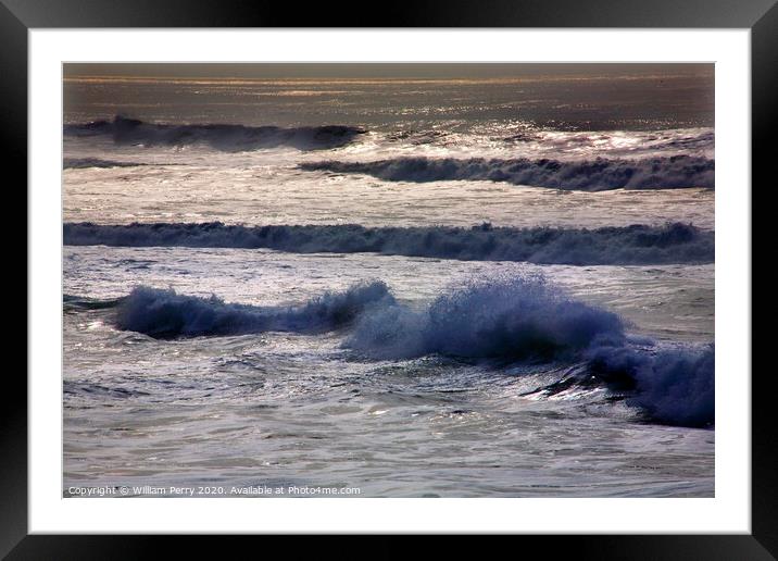 Blue Waves Pacific Ocean San Francisco California Framed Mounted Print by William Perry