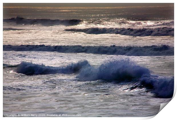 Blue Waves Pacific Ocean San Francisco California Print by William Perry