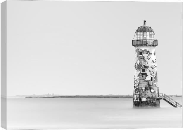Talacre Lighthouse Port Of Ayr monochrome Canvas Print by Jonathan Thirkell