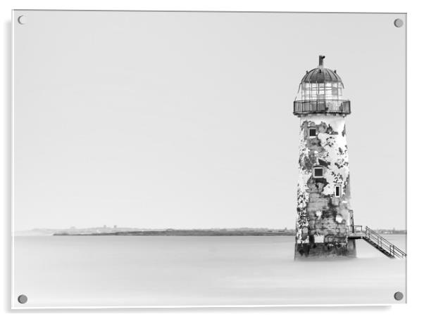Talacre Lighthouse Port Of Ayr monochrome Acrylic by Jonathan Thirkell