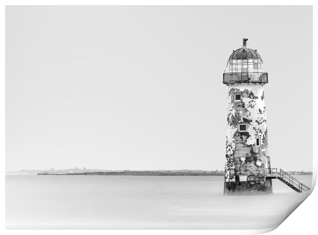 Talacre Lighthouse Port Of Ayr monochrome Print by Jonathan Thirkell