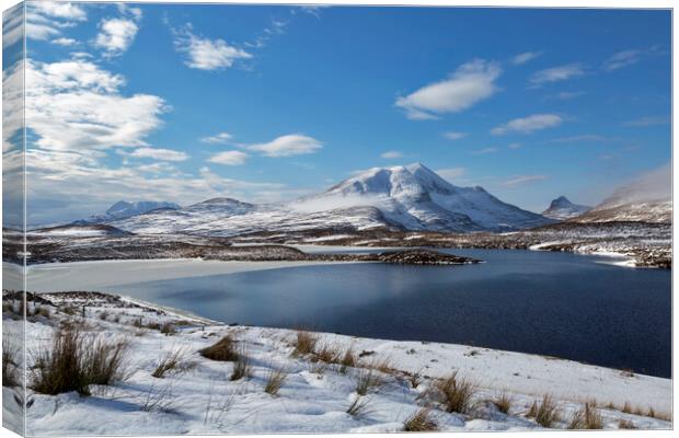 Scottish Highland Mountains in Winter Canvas Print by Derek Beattie