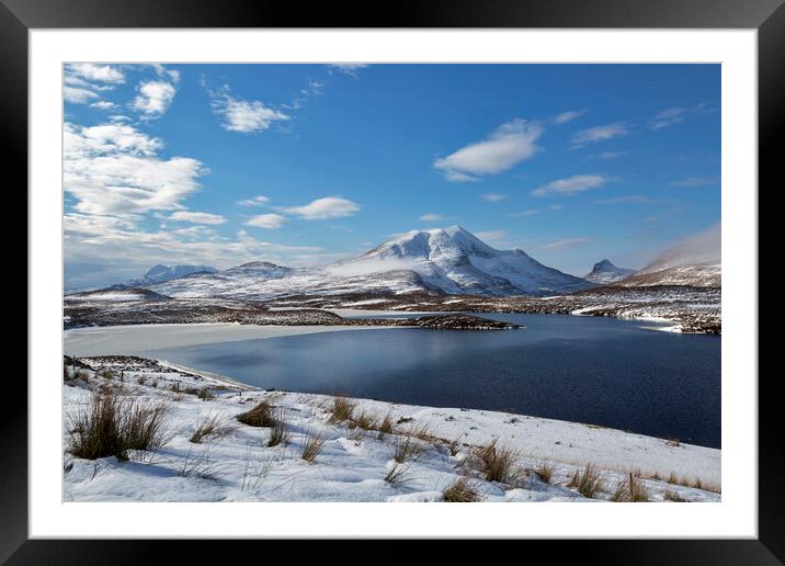Scottish Highland Mountains in Winter Framed Mounted Print by Derek Beattie