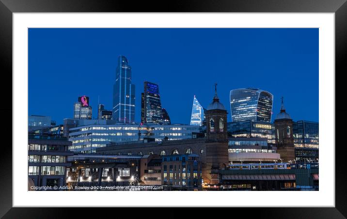 London's Blue Hour Framed Mounted Print by Adrian Rowley