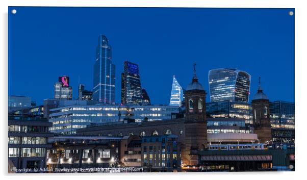 London's Blue Hour Acrylic by Adrian Rowley