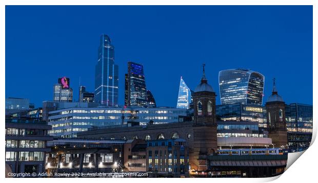London's Blue Hour Print by Adrian Rowley