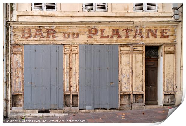 Bar du Platane - Marseille Print by Angelo DeVal