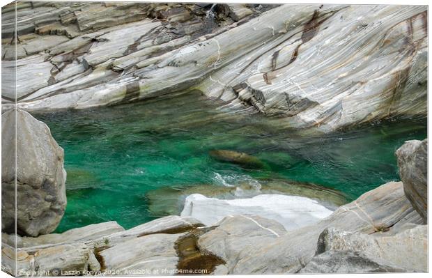 Emerald Water - Val Verzasca Canvas Print by Laszlo Konya