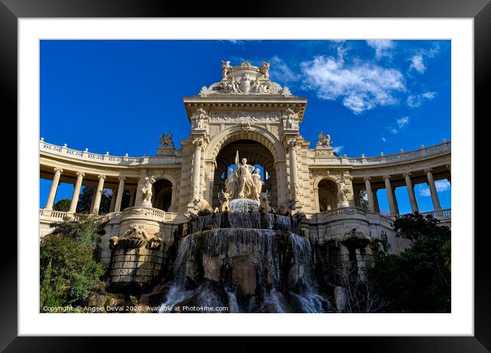 Palais Longchamp Water Fountain - Marseille Framed Mounted Print by Angelo DeVal