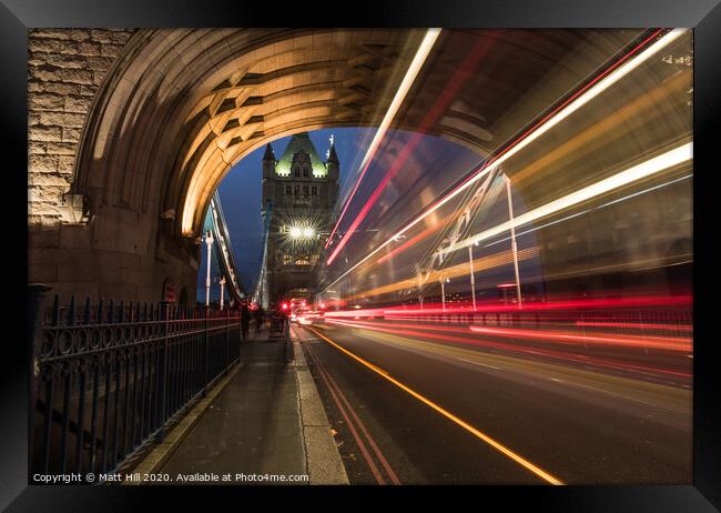Tower Bridge Bus Framed Print by Matt Hill