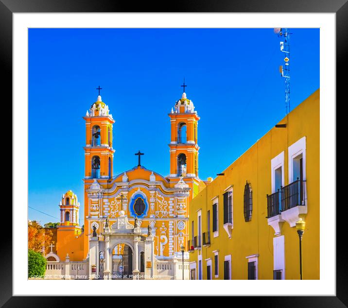 Church of Santa Cruz Puebla Mexico Framed Mounted Print by William Perry