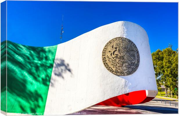 United States Mexican Flag Monument Puebla Mexico Canvas Print by William Perry