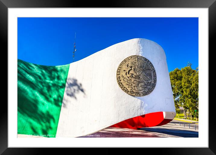 United States Mexican Flag Monument Puebla Mexico Framed Mounted Print by William Perry