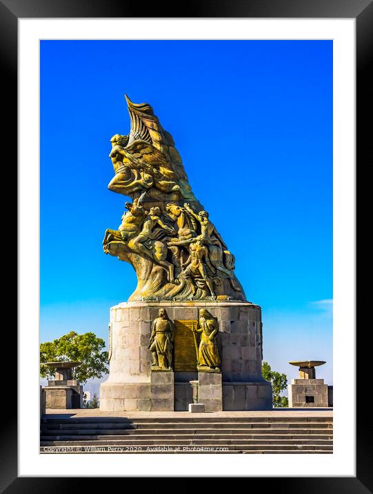 Victory Monument Statue May 5th Battle Puebla Mexico Framed Mounted Print by William Perry