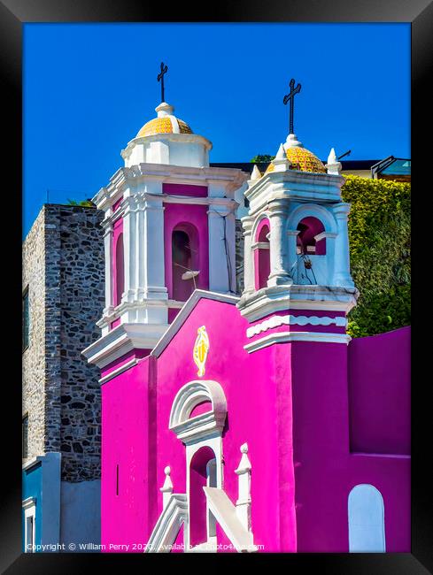 Pink Capilla del Cireneo Chapel Puebla Mexico Framed Print by William Perry