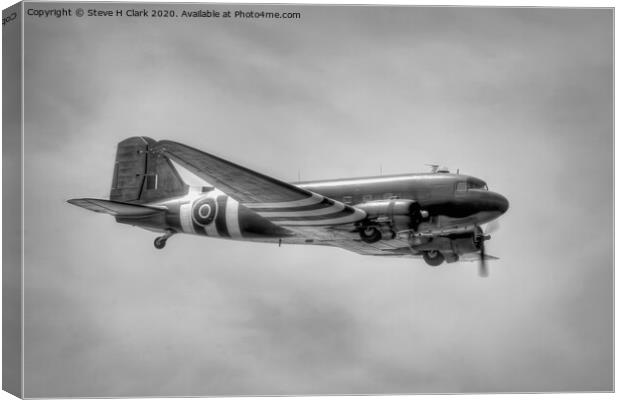 C-47 Dakota - Black and White Canvas Print by Steve H Clark