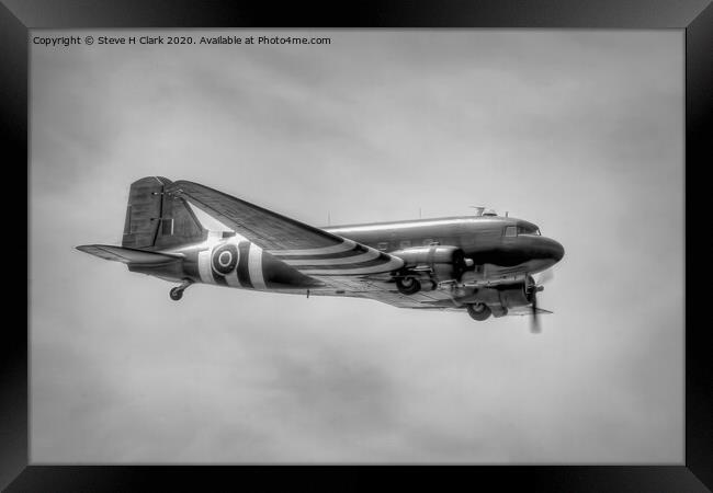 C-47 Dakota - Black and White Framed Print by Steve H Clark