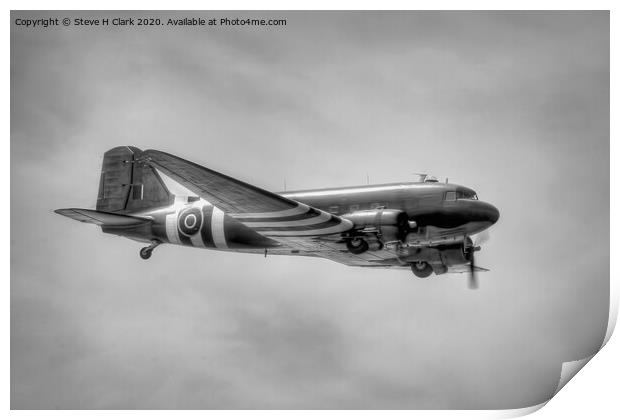 C-47 Dakota - Black and White Print by Steve H Clark