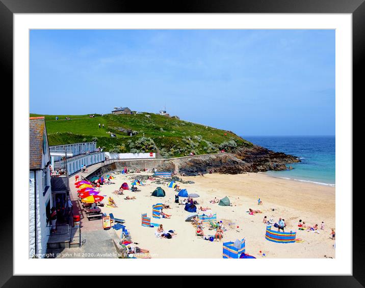 Portgwidden beach at St. Ives in Cornwall. Framed Mounted Print by john hill
