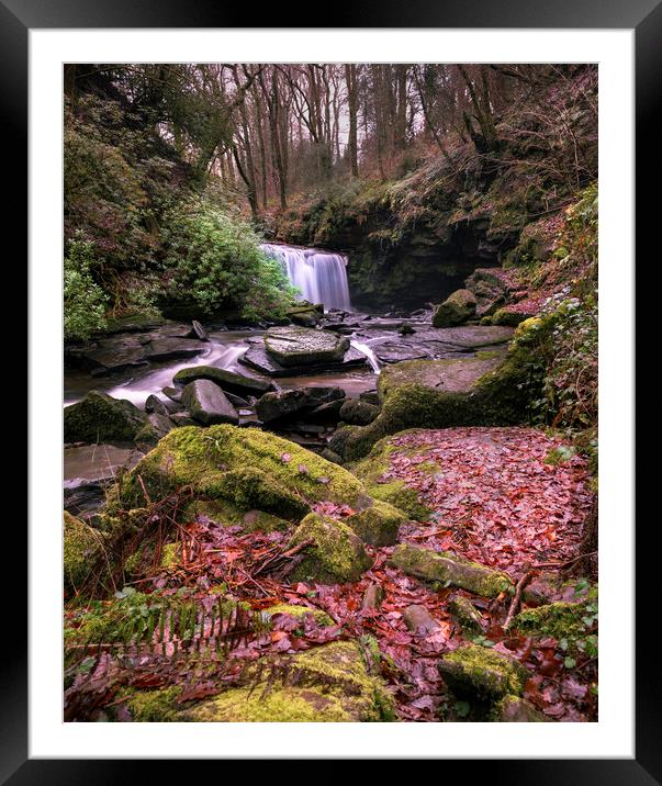 Autumn colours on the River Clydach Framed Mounted Print by Leighton Collins