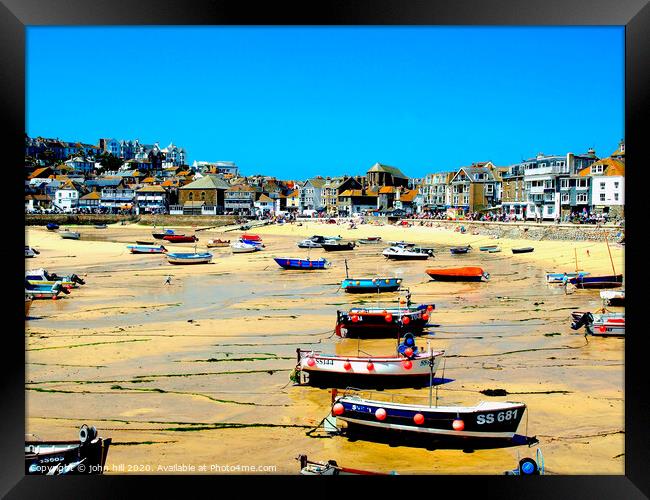 Harbour during low tide at St. Ives in Cornwall. Framed Print by john hill