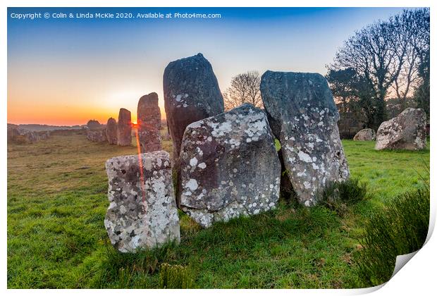 Sunrise at Carnac, Brittany Print by Colin & Linda McKie