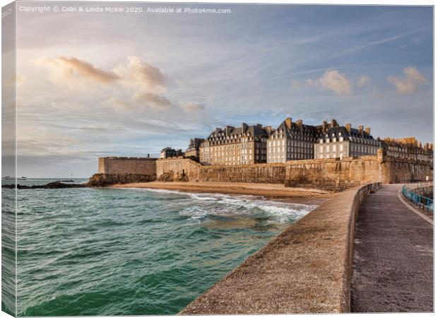 Saint-Malo Pier and Town Canvas Print by Colin & Linda McKie