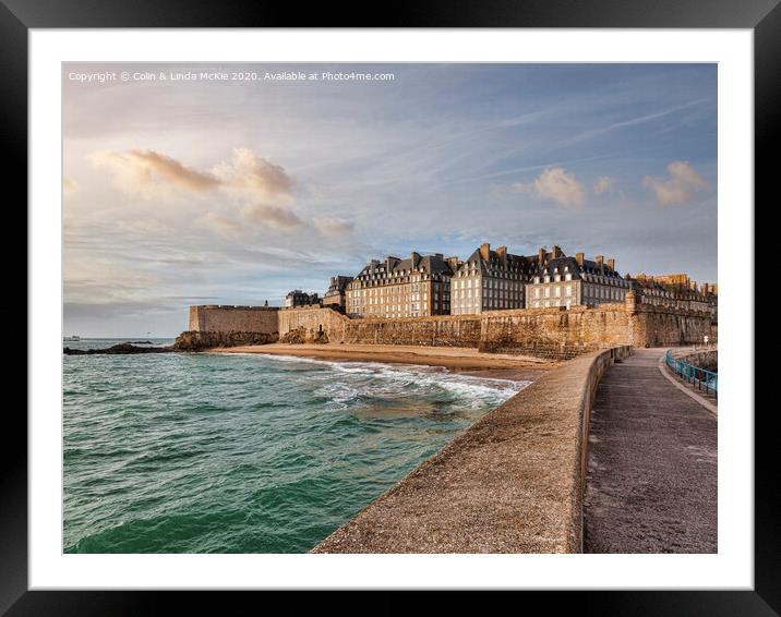 Saint-Malo Pier and Town Framed Mounted Print by Colin & Linda McKie