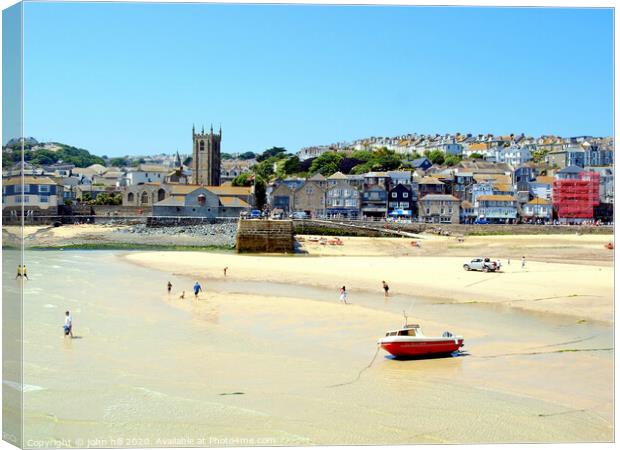 Taken from the harbour pier at St. Ives in Cornwall. Canvas Print by john hill