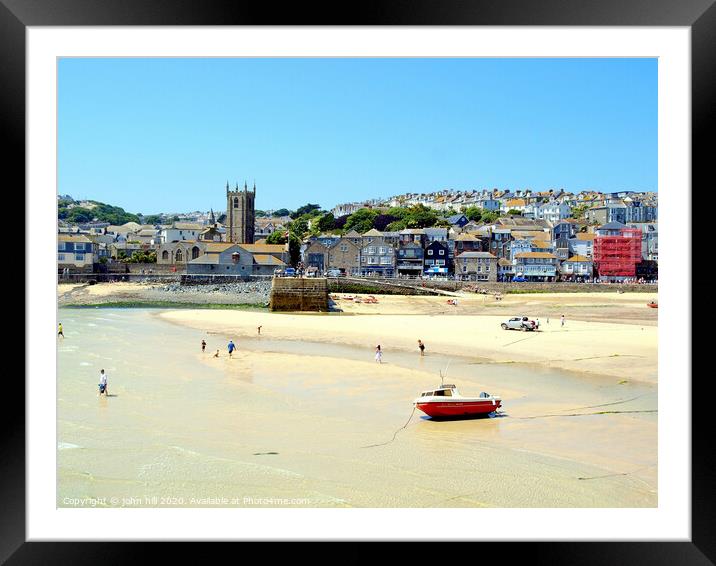 Taken from the harbour pier at St. Ives in Cornwall. Framed Mounted Print by john hill