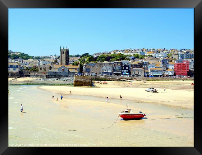 Taken from the harbour pier at St. Ives in Cornwall. Framed Print by john hill