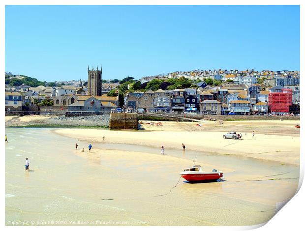 Taken from the harbour pier at St. Ives in Cornwall. Print by john hill