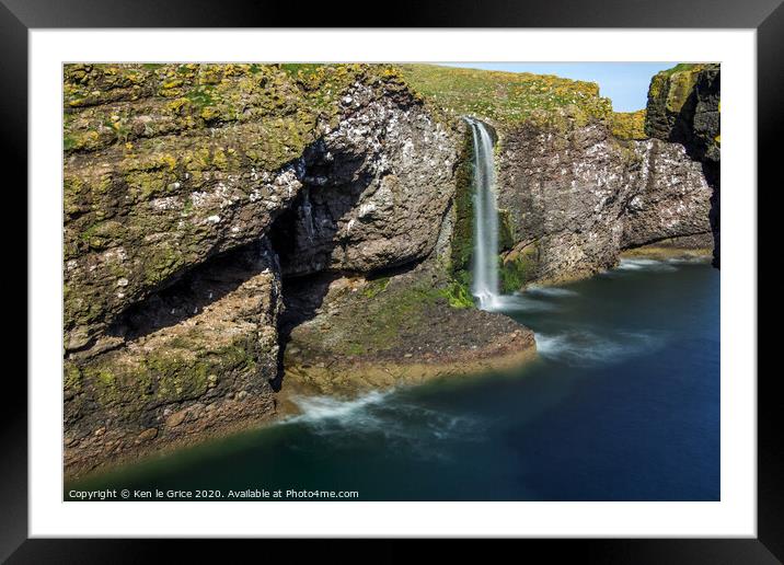 Coastal Waterfall Framed Mounted Print by Ken le Grice