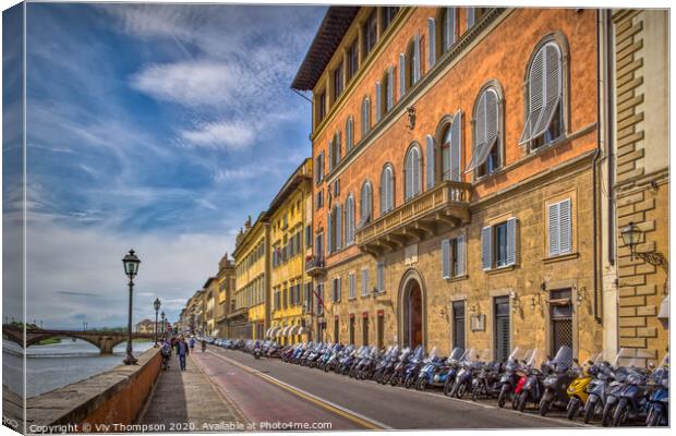 On the banks of The Arno Canvas Print by Viv Thompson