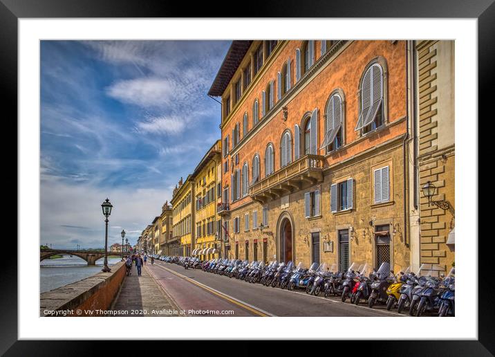 On the banks of The Arno Framed Mounted Print by Viv Thompson