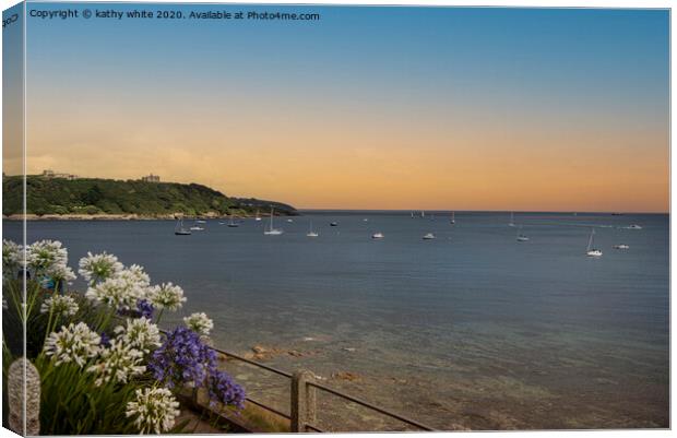 Falmouth ,bay at sunset  Cornwall on a Cornish bea Canvas Print by kathy white