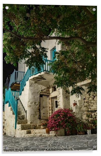 Old Town, Folegandros Island. Acrylic by Chris North