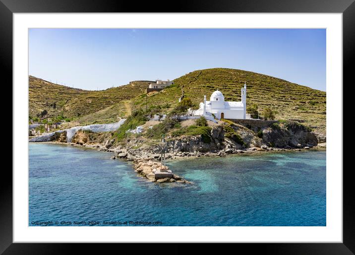 Ios in the sparkling Aegean Sea. Framed Mounted Print by Chris North