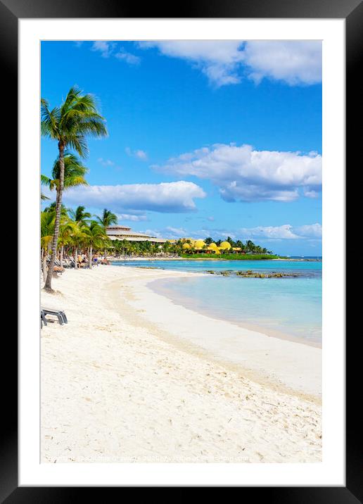 White sand beach and waves on the coast of  Mexico Framed Mounted Print by Antonio Gravante