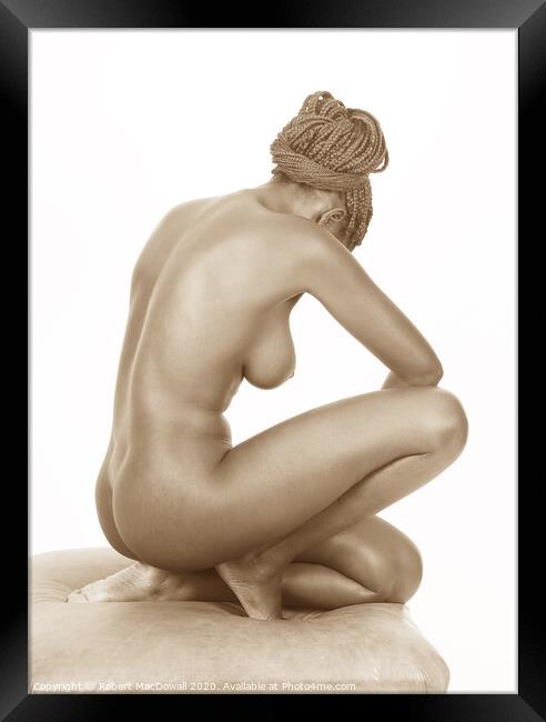 Kneeling nude Framed Print by Robert MacDowall