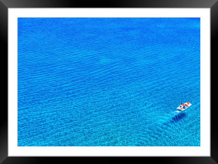 Pedalo on Deep Blue Sea Framed Mounted Print by Mike Gorton