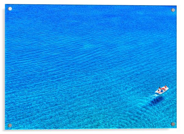 Pedalo on Deep Blue Sea Acrylic by Mike Gorton