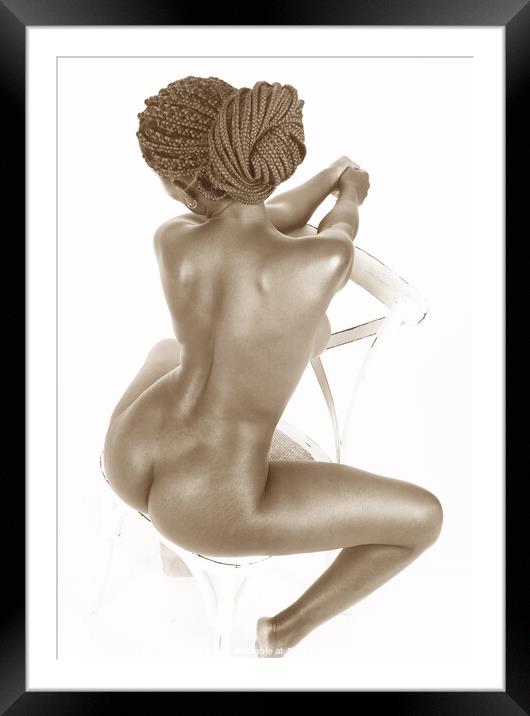 Sitting nude from above - in sepia Framed Mounted Print by Robert MacDowall