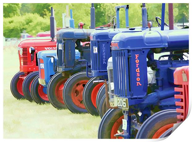 Fordson vintage tractors Print by Tony Bates