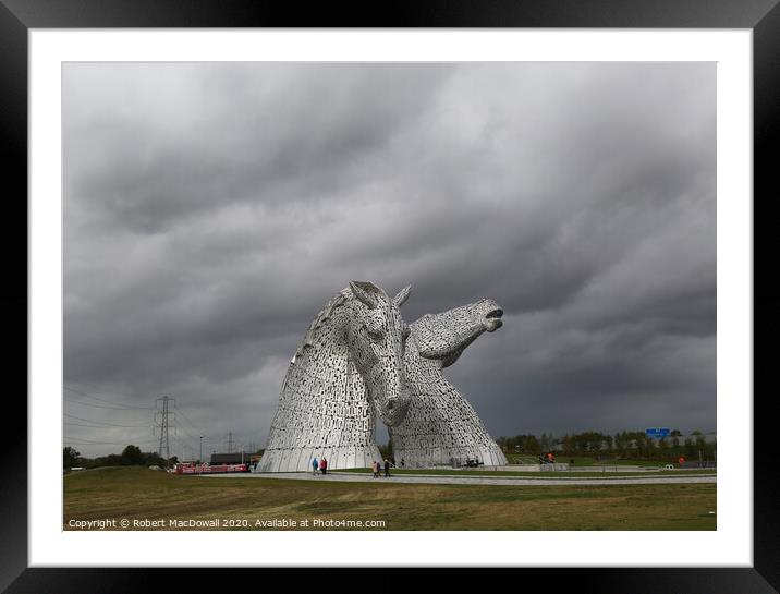 Cloudscape with Kelpies, Falkirk  Framed Mounted Print by Robert MacDowall