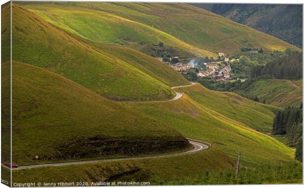 The winding road to Blaengwynfi village in the Neath Port Talbot area of South Wales Canvas Print by Jenny Hibbert