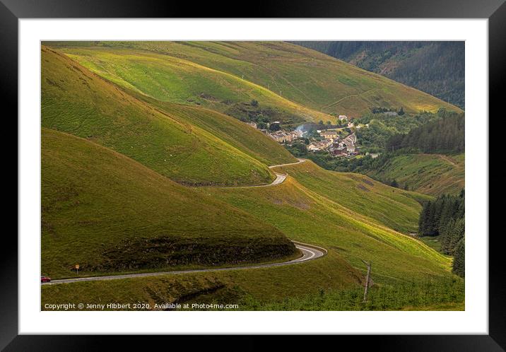 The winding road to Blaengwynfi village in the Neath Port Talbot area of South Wales Framed Mounted Print by Jenny Hibbert