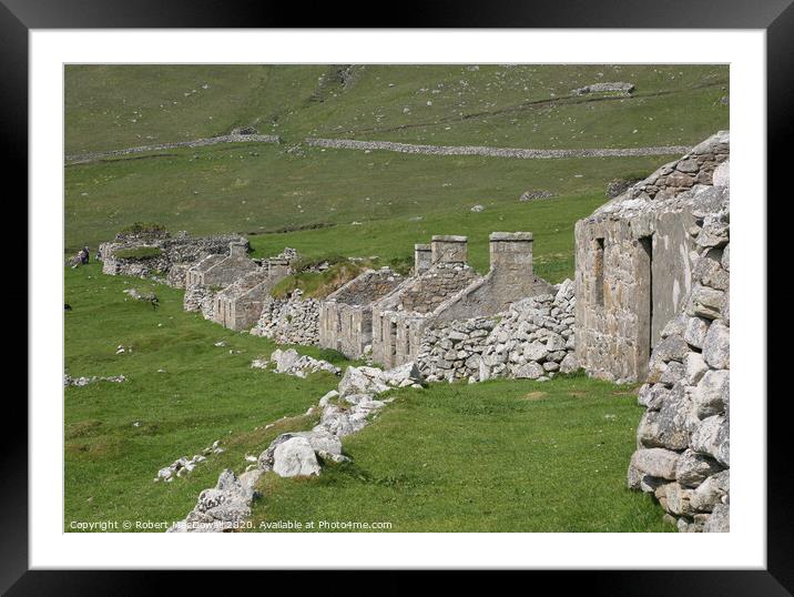 The remains of the Village on Hirta, St Kilda Framed Mounted Print by Robert MacDowall