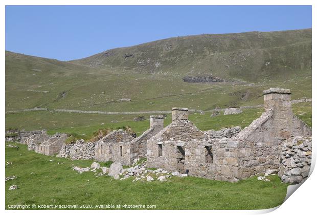 The ruined village on Hirta, St Kilda Print by Robert MacDowall